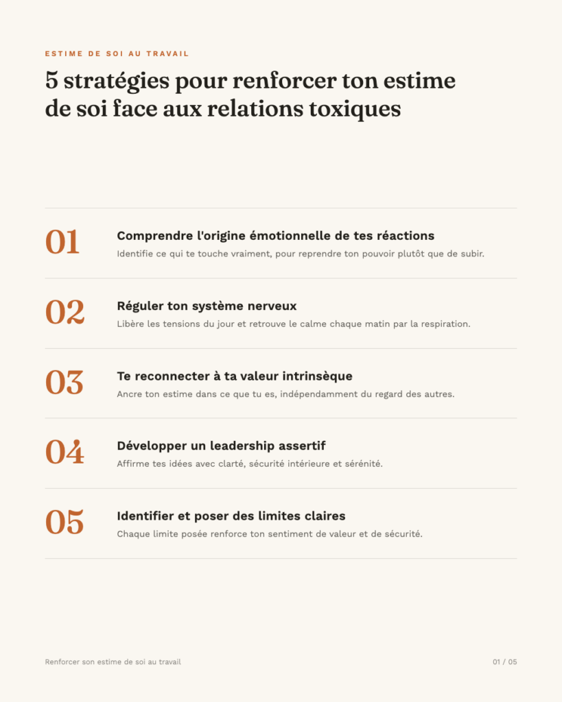 renforcer son estime de soi dans les relations toxiques au travail